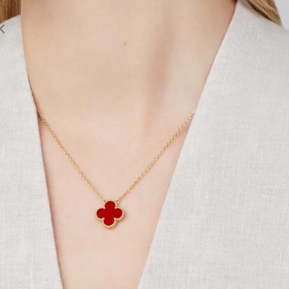 Red Clover Pendant Necklace